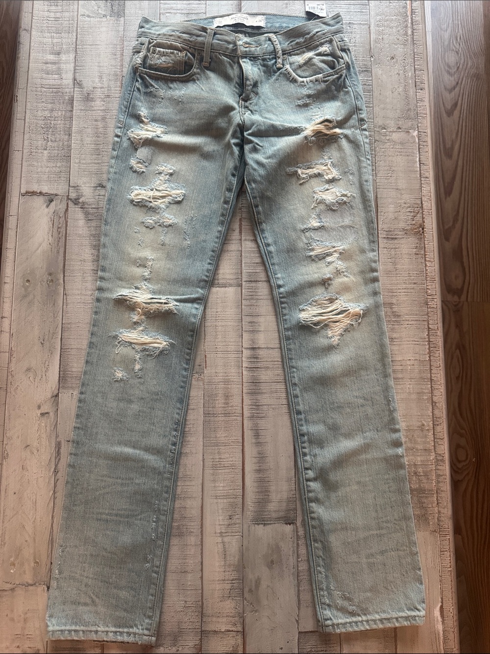 Abercrombie & Fitch Light Blue Distressed Skinny Jeans